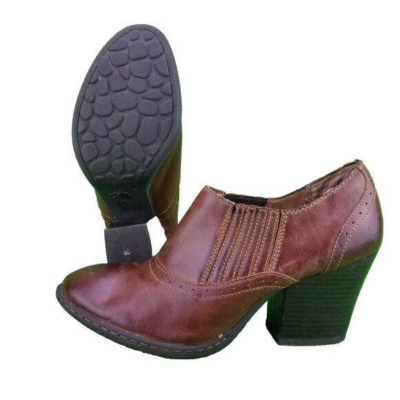 ✅BOC Brown Leather Ankle Booties Block Heels Womens 9.5 INSOLES LIFTING + DAMAGE - Picture 2 of 12